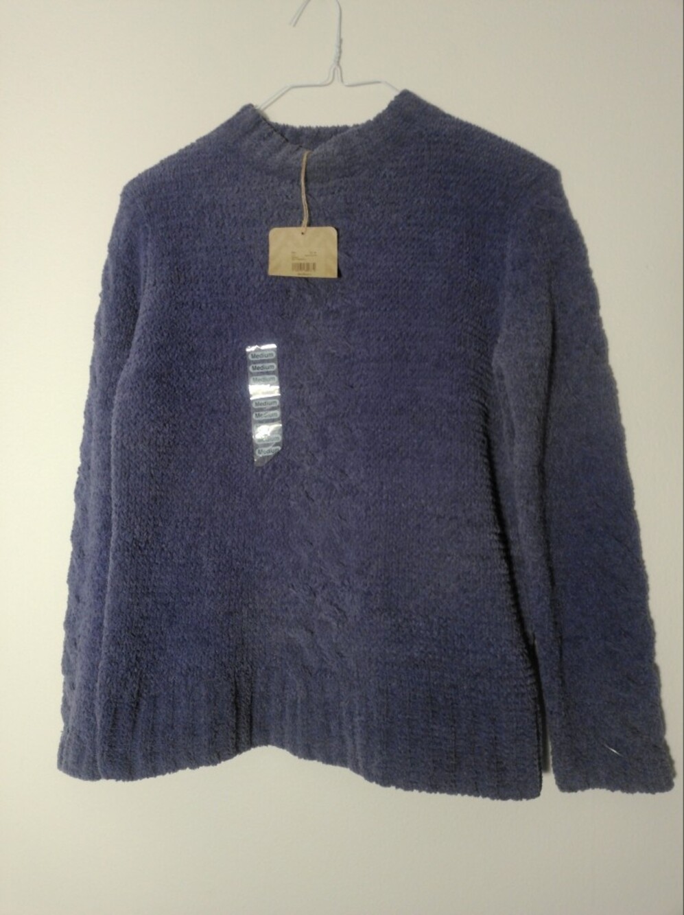NWT Alpine Design Women’s M Blue Fuzzy Textured Long Sleeve Sweater